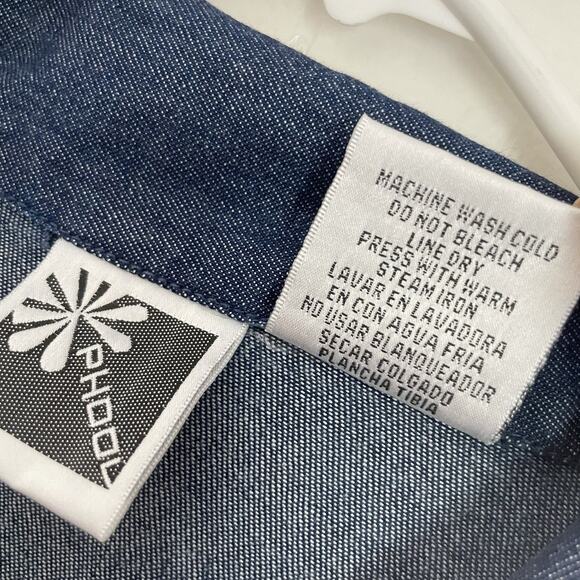 Vtg 90s Denim Maxi Dress S Prairie Button Down Cowgirl Modest Cottagecore - Picture 5 of 7